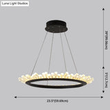 Sleek Led Ring Chandelier Crystal Pendant Light For Modern Living Rooms - Black