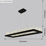 Sleek Led Ring Chandelier Crystal Pendant Light For Modern Living Rooms - Black