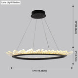 Sleek Led Ring Chandelier Crystal Pendant Light For Modern Living Rooms - Black