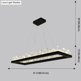 Sleek Led Ring Chandelier Crystal Pendant Light For Modern Living Rooms - Black