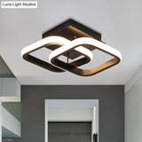 Sleek Led Semi Flush Mount Ceiling Fixture - Modern Black Corridor Light With Metal Shade Choice Of