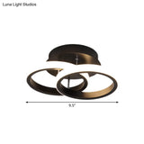 Sleek Led Semi Flush Mount Ceiling Fixture - Modern Black Corridor Light With Metal Shade Choice Of