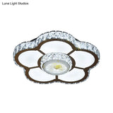 Sleek Led Semi Flush Mount Flower Ceiling Lamp With Beveled Crystal Shade - Chrome Finish’ Or