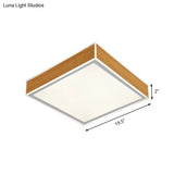 Sleek Led Wood Ceiling Mounted Fixture - Beige Flushmount Lighting In White/Warm Light