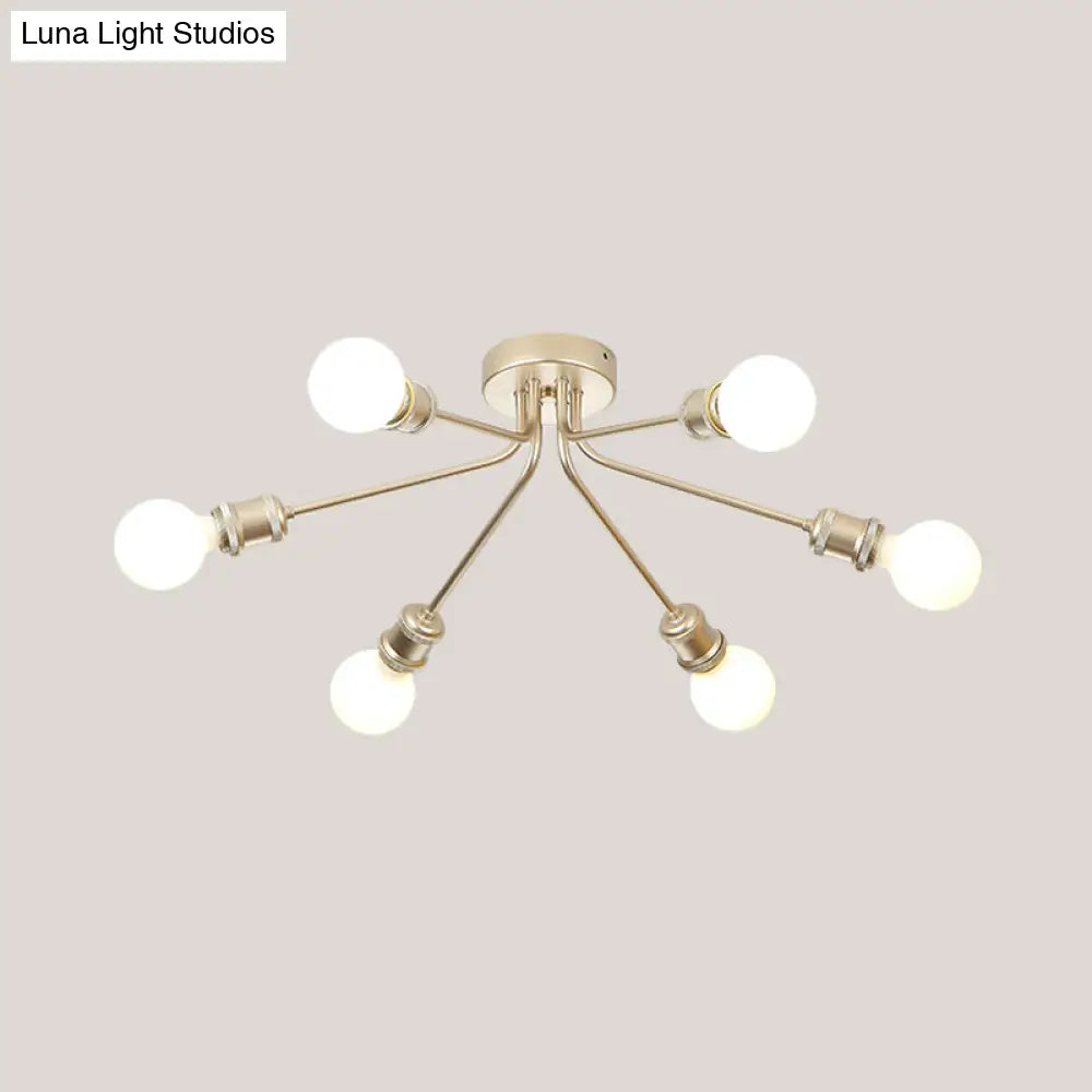 Sleek Linear Metallic Ceiling Lamp: Beautiful Semi-Flush Light For Kid’s Bedroom