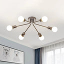 Sleek Linear Metallic Ceiling Lamp: Beautiful Semi-Flush Light For Kid’s Bedroom 6 / Coffee