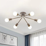 Sleek Linear Metallic Ceiling Lamp: Beautiful Semi-Flush Light For Kid’s Bedroom 6 / Coffee