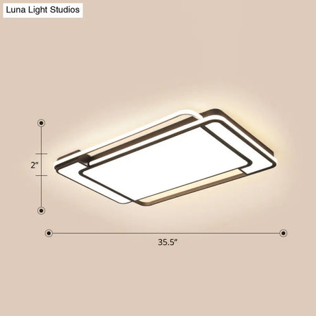 Sleek Living Room Illumination: Black Acrylic Led Rectangular Flush Mount Ceiling Lamp / 35.5 Third