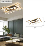 Sleek Living Room Shine: Simplistic Black-Gold Led Metal Rectangle Flush Mount Ceiling Lamp. Black /