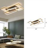 Sleek Living Room Shine: Simplistic Black-Gold Led Metal Rectangle Flush Mount Ceiling Lamp. Black
