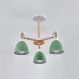 Sleek Macaron Bell Chandelier Metal Hanging Light With Wooden Rod Perfect Bedroom Lighting 3 / Green