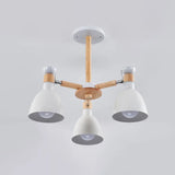 Sleek Macaron Bell Chandelier Metal Hanging Light With Wooden Rod Perfect Bedroom Lighting 3 / White