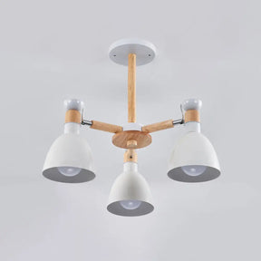 Sleek Macaron Bell Chandelier Metal Hanging Light With Wooden Rod Perfect Bedroom Lighting 3 / White