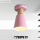 Sleek Macaron Conic Semi Flushmount Light - Grey/Pink/Yellow/Green