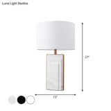 Sleek Marble Stand Bedside Table Lamp: Minimalist Cylindrical Night Light (Black/White/Ivory)