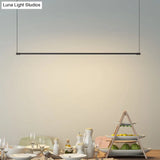 Sleek Metal Black Led Pendant Lamp For Stylish Island Table