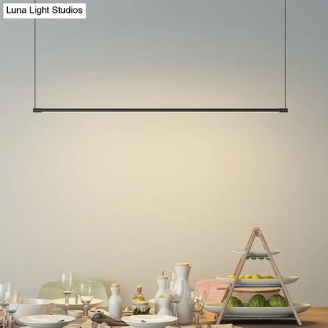 Sleek Metal Black Led Pendant Lamp For Stylish Island Table