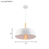 Sleek Metal Bowl Ceiling Lamp - Simple Style 1 Light Black/White Pendant For Dining Room