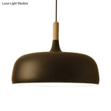 Sleek Metal Bowl Ceiling Lamp - Simple Style 1 Light Black/White Pendant For Dining Room
