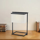 Sleek Metal Desk Lamp: Minimalist Rectangular Frame 1-Head Black & White Fabric Ideal For Night