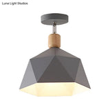 Sleek Metal Diamond Semi - Flush Mount Light – Gray/White/Green Macaron Design 1 Ceiling Fixture