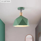Sleek Metal Diamond Semi - Flush Mount Light – Gray/White/Green Macaron Design 1 Ceiling Fixture
