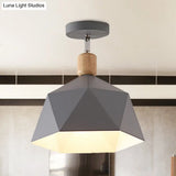 Sleek Metal Diamond Semi - Flush Mount Light – Gray/White/Green Macaron Design 1 Ceiling Fixture