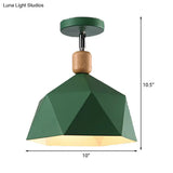 Sleek Metal Diamond Semi - Flush Mount Light – Gray/White/Green Macaron Design 1 Ceiling Fixture
