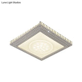 Sleek Metal Led Ceiling Mount Lamp With Crystal Deco - Rectangle/Square Parlor Flush Light
