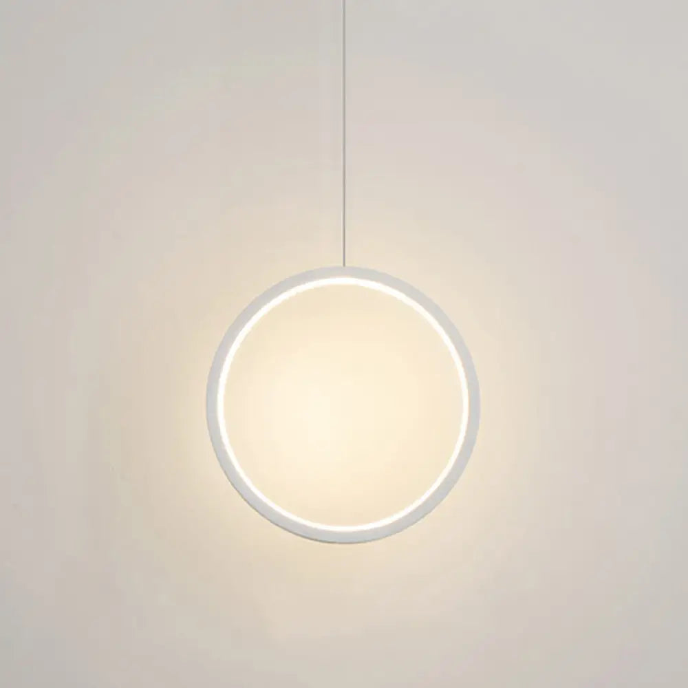 Sleek Metal Led Hanging Lamp Kit - Stylish Ring Pendant Light For Bedside Suspension 1 / White