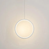 Sleek Metal Led Hanging Lamp Kit - Stylish Ring Pendant Light For Bedside Suspension 1 / White