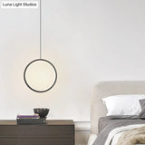 Sleek Metal Led Hanging Lamp Kit - Stylish Ring Pendant Light For Bedside Suspension
