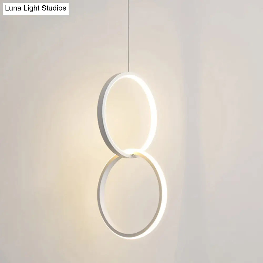 Sleek Metal Led Pendant Light Kit: Minimalist Ring Design For Bedside Suspension 2 / White Natural