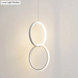 Sleek Metal Led Pendant Light Kit: Minimalist Ring Design For Bedside Suspension 2 / White Natural