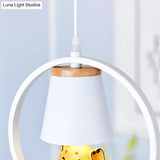 Sleek Metal Ring Semi Flushmount Fixture - Conic Shade Minimalism 1-Light Ceiling Flush Mount For
