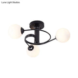 Sleek Metal Semi Flush Ceiling Light - 3/5 Modern Spiral Design In Black/Gold For Living Room