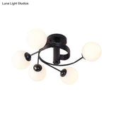 Sleek Metal Semi Flush Ceiling Light - 3/5 Modern Spiral Design In Black/Gold For Living Room