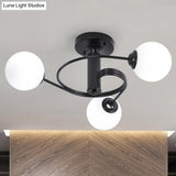 Sleek Metal Semi Flush Ceiling Light - 3/5 Modern Spiral Design In Black/Gold For Living Room