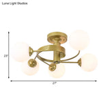 Sleek Metal Semi Flush Ceiling Light - 3/5 Modern Spiral Design In Black/Gold For Living Room