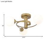 Sleek Metal Semi Flush Ceiling Light - 3/5 Modern Spiral Design In Black/Gold For Living Room