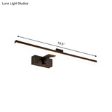 Sleek Metal Vanity Light Fixture Simplicity 16/19.5 L Led Wall Lamp In Black With Warm/White