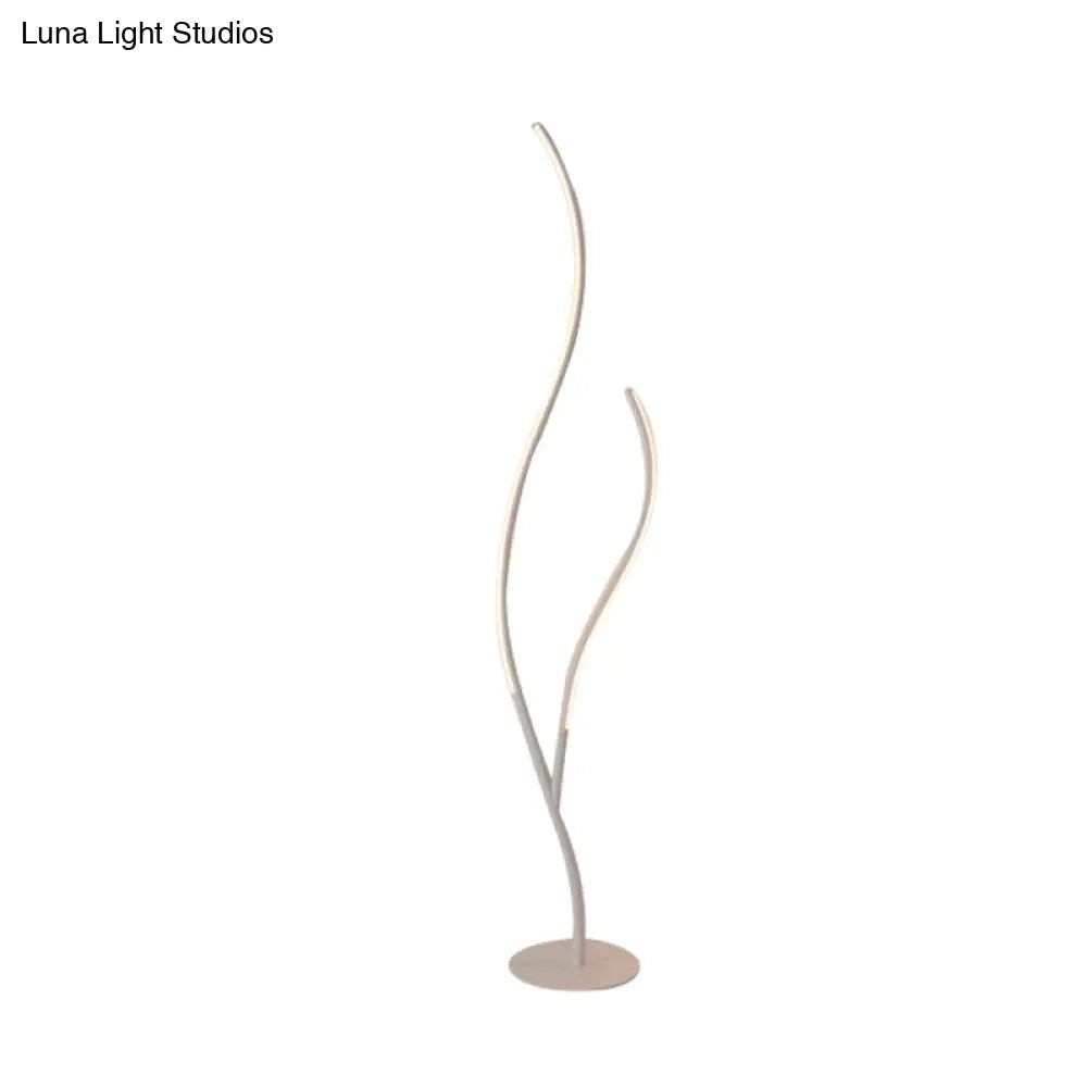 Sleek Metallic Branch Floor Reading Lamp - Modern Led Standing Light For Study Room