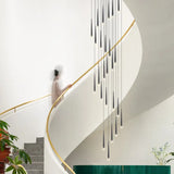 Sleek Metallic Spiral Ceiling Light With Acrylic Shade - Minimalistic Staircase Suspension Lighting