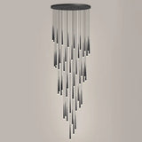 Sleek Metallic Spiral Ceiling Light With Acrylic Shade - Minimalistic Staircase Suspension Lighting