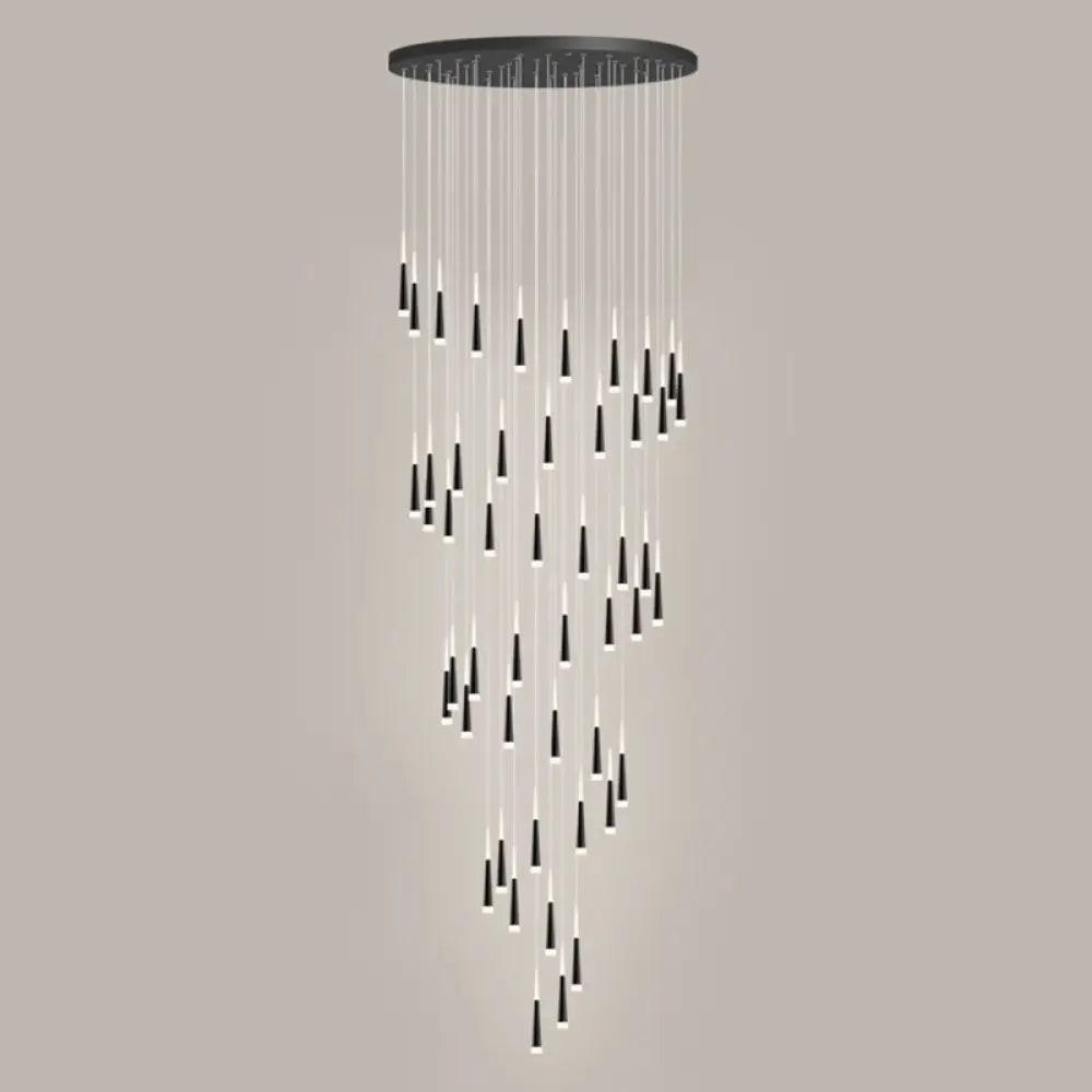 Sleek Metallic Spiral Ceiling Light With Acrylic Shade - Minimalistic Staircase Suspension Lighting