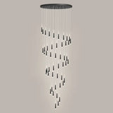 Sleek Metallic Spiral Ceiling Light With Acrylic Shade - Minimalistic Staircase Suspension Lighting