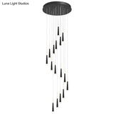 Sleek Metallic Spiral Ceiling Light With Acrylic Shade - Minimalistic Staircase Suspension Lighting