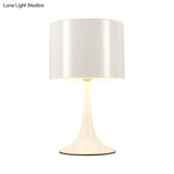 Sleek Minimalist Desk Lamp - Single Black/White Aluminum Candlestick Reading Light With Drum Shade