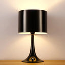 Sleek Minimalist Desk Lamp - Single Black/White Aluminum Candlestick Reading Light With Drum Shade