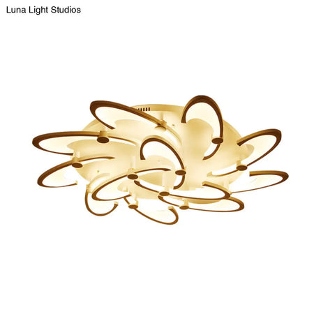 Sleek Modern Floral Flush Mount Lamp - 3/6/12-Head Acrylic Semi Ceiling Light In Warm/White